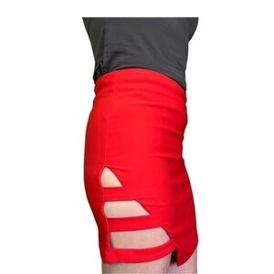 Forever 21 asymmetric tiered tulip style mini skirt red women M